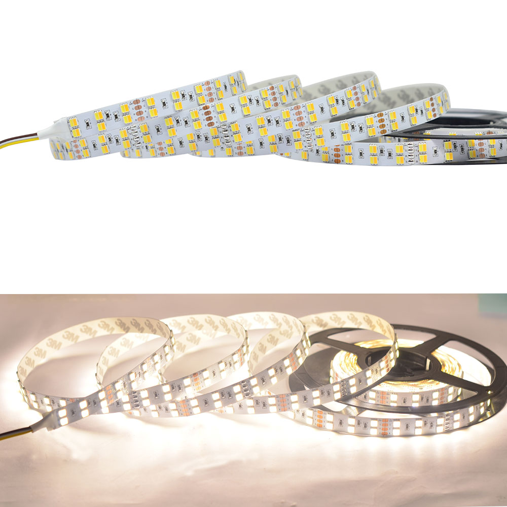 Double Row DC12/24V 5050SMD 600LEDs 2in1 Flexible CCT LED Tape Lights - Pure White+Warm White
